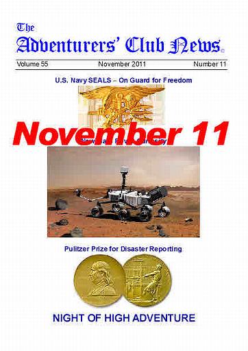 November 2011 Adventurers Club News Cover